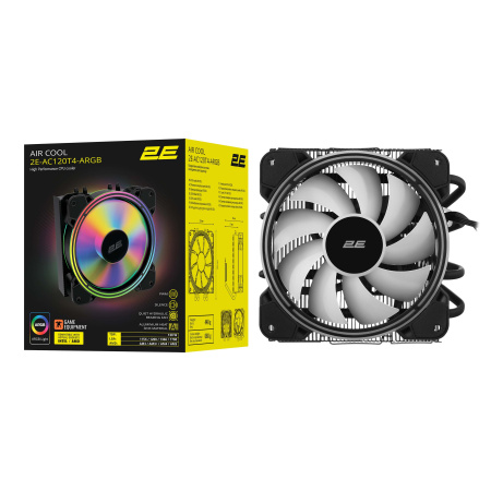 2E Gaming Процесорний кулер Air Cool AC120T4-ARGB, LGA1851, 1700, 1200, 115x, 1366, AM5, AM4, AM3, AM3+, 4pin PWM, 3pin +5VARGB, TDP 130W - фото 17