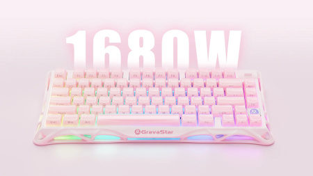 Клавіатура механічна GravaStar Mercury K1 80keys, GravaStar x Kailh Cheery Pink, EN, BT/WL/USB, Sakura Pink - фото 8