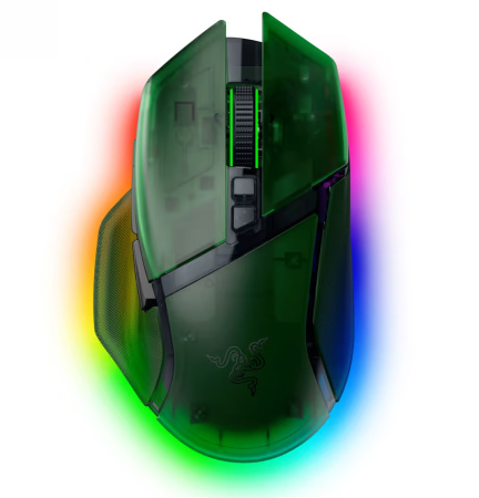 Миша Razer Basilisk V3 Pro 35K, RGB, USB-A/WL/BT, Phantom Green Ed. - фото 1