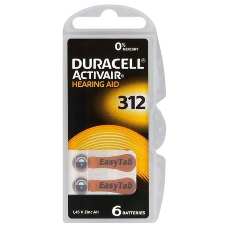 Батарейка Duracell Activair 312 BL 6 шт (для слухових апаратів) - фото 1