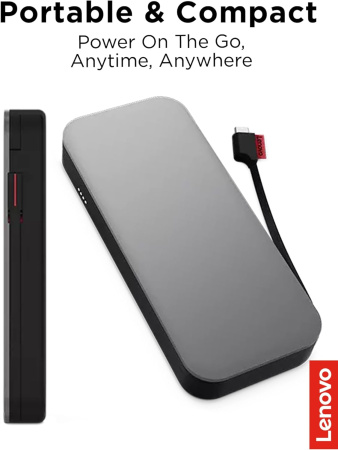 Lenovo Портативний зарядний пристрій Power Bank 20000 mAh, Go USB-C Laptop, Thunder Black - фото 8