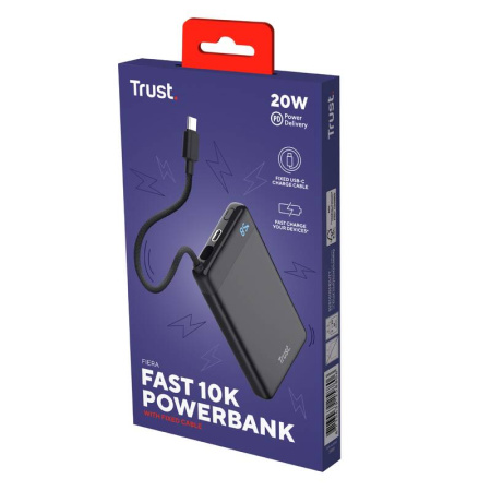 Акумулятор портативний літій-іонний power bank Trust Fiera, 10000мА·год, 2хUSB-C, 20W, PD/QC 3.0, чорний - фото 11