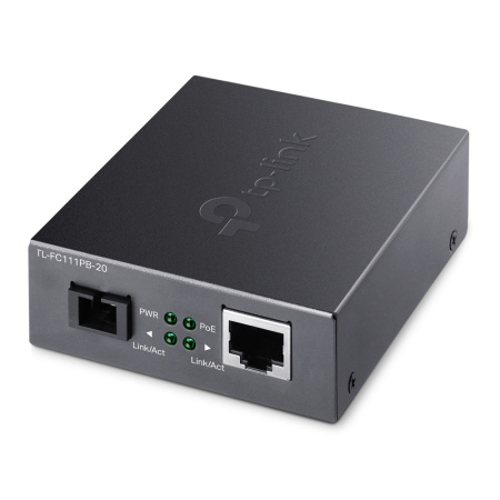 Медіаконвертер TP-LINK TL-FC111B-20 1xFE, 100Base-LX, SM, WDM, 20km, SC. PoE - фото 1