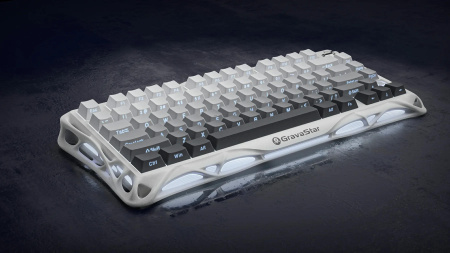 Клавіатура механічна GravaStar Mercury K1 80keys, GravaStar x Kailh Cheery Pink, EN, BT/WL/USB, білий - фото 5