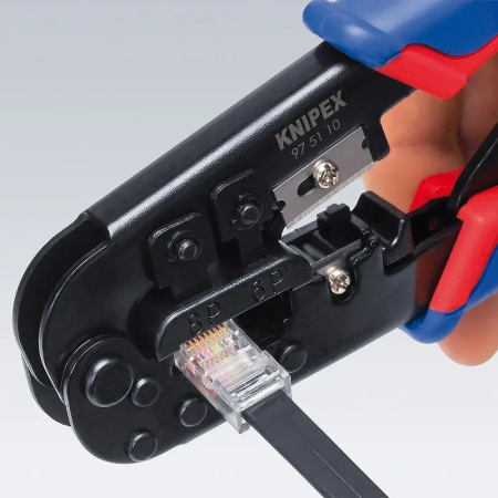Обжимний інструмент KNIPEX, багатофункціональний, RJ 11/12, RJ 45, 190мм, 0.340кг - фото 2