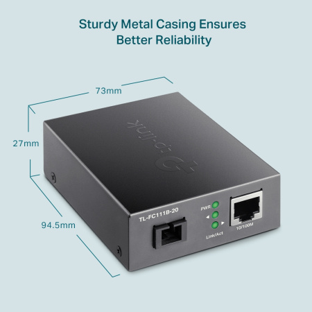 TP-Link Медіаконвертер FC111B-20 1xFE, 100Base-LX, SM, WDM, 20km, SC - фото 2