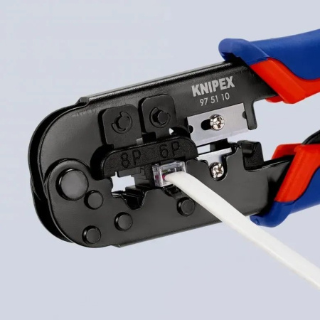 Обжимний інструмент KNIPEX, багатофункціональний, RJ 11/12, RJ 45, 190мм, 0.340кг - фото 6