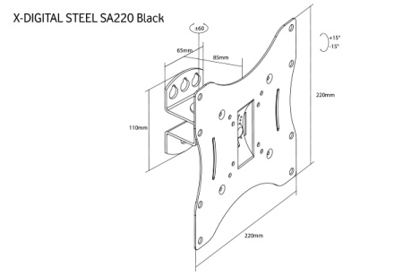 Кронштейн настінний X-Digital STEEL SA220 Black - фото 2