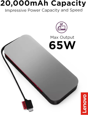 Lenovo Портативний зарядний пристрій Power Bank 20000 mAh, Go USB-C Laptop, Thunder Black - фото 2