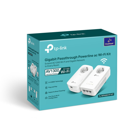 Комплект Адаптерiв Powerline TP-LINK TL-WPA8631PKIT AV1300, AC1200, (TL-WPA8631P 1шт, TL-PA8010P 1шт), Розетка - фото 11