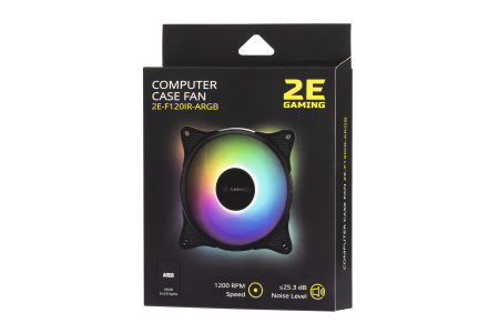 Корпусний вентилятор 2E GAMING F120IR-ARGB, 120мм, 1200rpm, 3pin, 3pin +5VARGB, 25.3dBa, чорний - фото 3