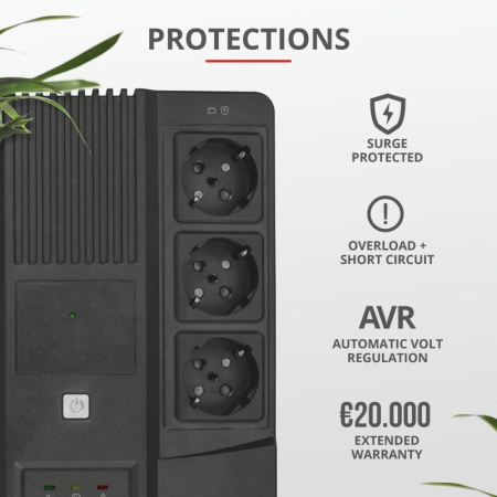 Trust Джерело безперебійного живлення Maxxon 800VA UPS with 6 standard wall power outlets BLACK - фото 6