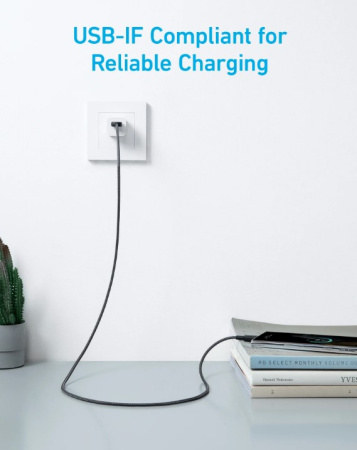 Кабель Anker 322 USB-A to USB-C - 0.9m Nylon Black - фото 2