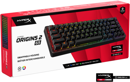 Клавіатура механічна HyperX Alloy Origins 2 65key, Red, USB-A, Hot-Swap, EN/UA, RGB, чорний - фото 6