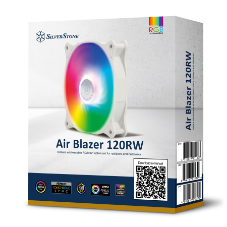 Корпусний вентилятор SilverStone Air Blazer 120RW-ARGB, 120мм, 600-2200rpm, 4pin PWM, 3pin +5VARGB, 7.4-35.6dBa, білий - фото 17