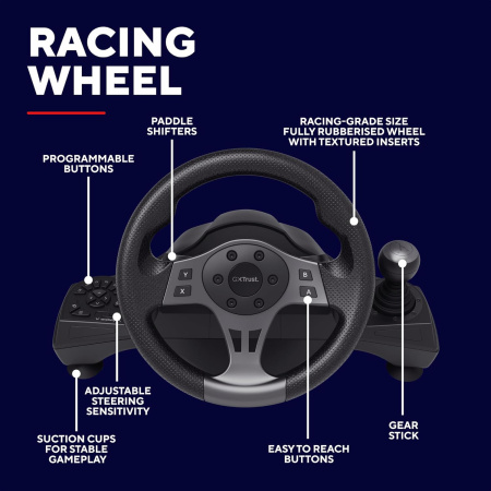 Trust Кермо і педалі GXT 289 Movi, PC/PS4/PS3/Xbox/Nintendo Switch - фото 2