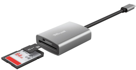 Кардрідер Trust Dalyx USB-С > SD/microSD, Алюміній, 0.08м, Сірий - фото 5