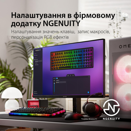 Клавіатура механічна HyperX Alloy Origins 2 65key, Red, USB-A, Hot-Swap, EN/UA, RGB, чорний - фото 14
