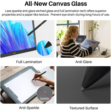 Графічний монітор Huion 19" Kamvas Pro 19,4K  USB-Cх2, 3.5 mini-jack, сірий темний - фото 7