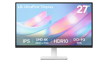 Монітор LG 27" 27US500-W 2xHDMI, DP, Audio, IPS, 3840x2160, DCI-P3 90%, HDR10