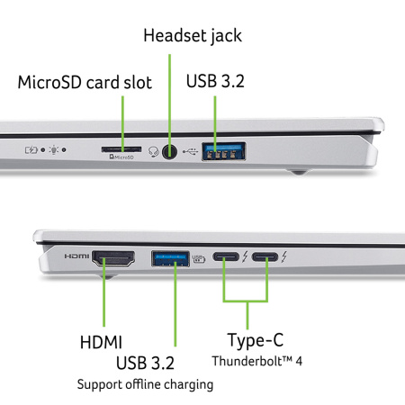 Acer Ноутбук Swift Go 14 SFG14-74 14" WUXGA OLED, Intel U5-225H, 16GB, F512GB, UMA, Win11, сріблястий - фото 2