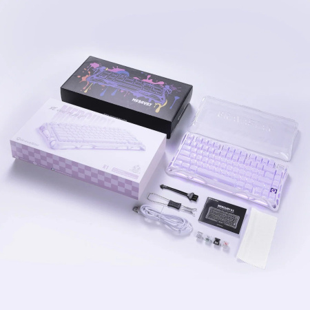 Клавіатура механічна GravaStar Mercury K1 80keys, GravaStar x Kailh Cheery Pink, EN, BT/WL/USB, Lavender Purple - фото 11 Клавіатура механічна GravaStar Mercury K1 80keys, GravaStar x Kailh Cheery Pink, EN, BT/WL/USB, Lavender Purple - фото 11