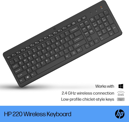 Клавіатура мембранна HP 220, 104key, WL, EN/UK, чорний - фото 12
