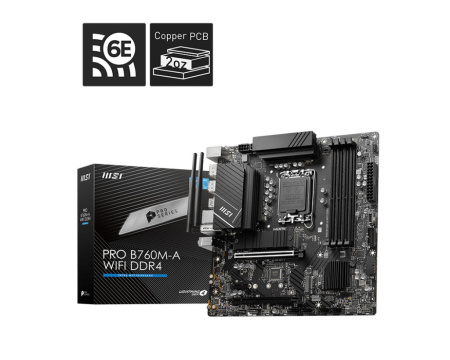 Материнcька плата MSI PRO B760M-A WIFI DDR4 s1700 B760 4xDDR4 M.2 HDMI DP WiFi BT mATX - фото 5