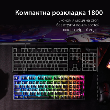 Клавіатура механічна HyperX Alloy Origins 2 1800 103key, Red, USB-A, Hot-Swap, EN/UA, RGB, чорний - фото 7