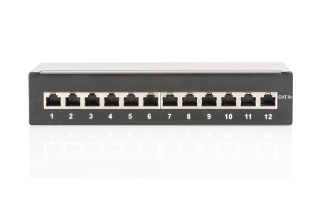 Патч-панель DIGITUS САТ 6A STP, настільна, 12 портів, зібрана, чорна - фото 2