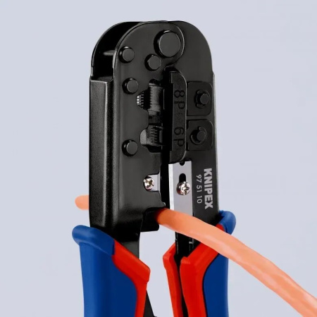 Обжимний інструмент KNIPEX, багатофункціональний, RJ 11/12, RJ 45, 190мм, 0.340кг - фото 5