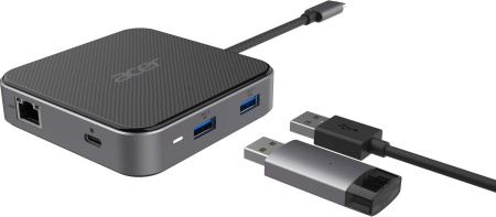 Хаб Acer USB-С > HDMI/DP/2xUSB-A3.2/USB-C/RJ45/mini-jack, 0.15м, чорний - фото 3 Хаб Acer USB-С > HDMI/DP/2xUSB-A3.2/USB-C/RJ45/mini-jack, 0.15м, чорний - фото 3