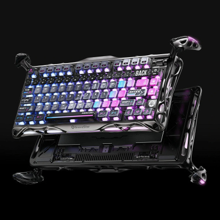 Клавіатура механічна GravaStar Mercury K1 Pro 80keys, GravaStar x Kailh Speedy Mint, BT/WL/USB, cyberpunk - фото 7