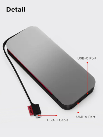 Lenovo Портативний зарядний пристрій Power Bank 20000 mAh, Go USB-C Laptop, Thunder Black - фото 7