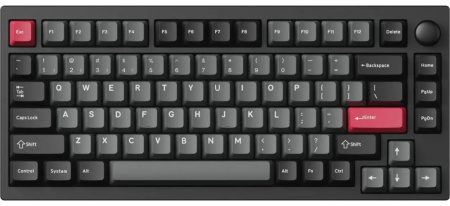 Клавіатура механічна Lemokey  P1 Pro 84Key, Keychron Super Brown, WL/BT/USB-A, QMK/VIA, Hot-Swap, EN/UKR, RGB,  Knob, Carbon Black - фото 6