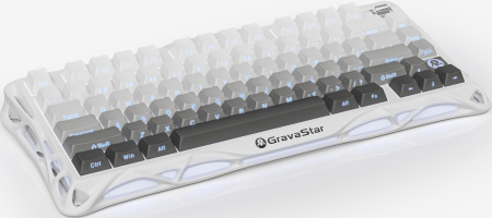 Клавіатура механічна GravaStar Mercury K1 80keys, GravaStar x Kailh Cheery Pink, EN, BT/WL/USB, білий - фото 12