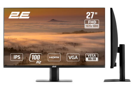 Монітор 2E 27" F2725B D-Sub, HDMI, IPS, 100Hz - фото 1