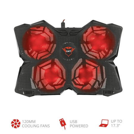 Підставка для ноутбука Trust GXT 278 Yozu, до 17.3", RED LED, чорний - фото 4