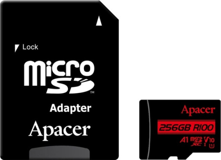 Карта пам'яті Apacer MicroSDHC 256GB UHS-I Class 10 + SD adapter (AP256GMCSX10UB-R) - фото 3