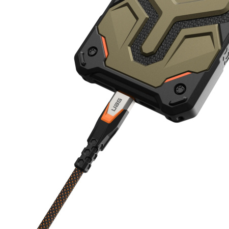 UAG Кабель USB-C > USB-C 3.2 заряджання/синхронізації 0.75м, 240Вт, Type-C, Rugged Double Braided Nylon, Black/Orange - фото 7