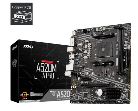 Материнcька плата MSI A520M-A PRO sAM4 A520 2xDDR4 M.2 HDMI DVI mATX - фото 4