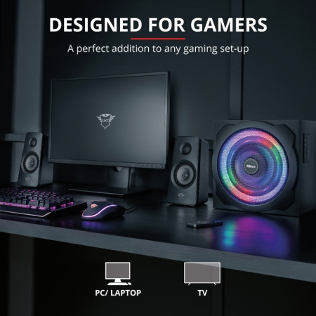 Акустична система Trust GXT 629 Tytan 2.1, 60Вт, AUX, RGB, чорний - фото 12