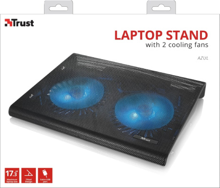 Підставка для ноутбука Trust Azul, до 17.3", 2xUSB-A, BLUE LED, чорний - фото 11