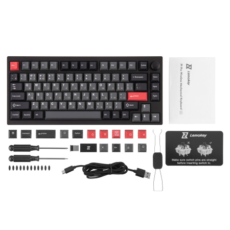 Клавіатура механічна Lemokey  P1 Pro 84Key, Keychron Super Banana, WL/BT/USB-A, QMK/VIA, Hot-Swap, EN/UKR, RGB,  Knob, Carbon Black - фото 2