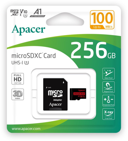 Карта пам'яті Apacer MicroSDHC 256GB UHS-I Class 10 + SD adapter (AP256GMCSX10UB-R) - фото 1