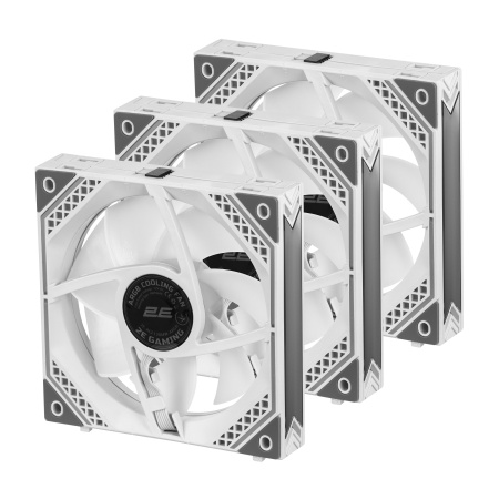 2E Gaming Корпусний вентилятор Air Cool ACF120MB-ARGB, 3x120мм, 2000rpm, 4pin PWM +5VARGB, 20.5dBa, білий - фото 8
