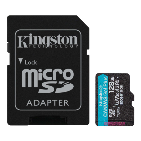 Kingston Карта пам'яті microSD 128GB C10 UHS-I U3 A2 V30 R200MB/s + SD - фото 1 Kingston Карта пам'яті microSD 128GB C10 UHS-I U3 A2 V30 R200MB/s + SD - фото 1