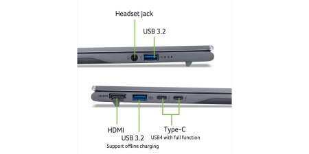 Acer Ноутбук Swift 14 AI SF14-51 14" WUXGA OLED, Intel U5-226V, 16GB, F1TB, UMA, Win11, сірий - фото 10