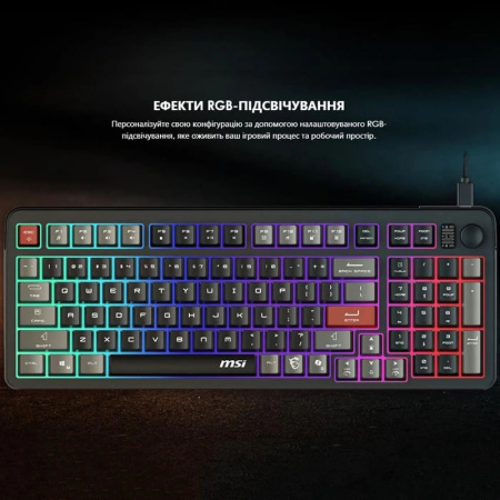 Клавіатура мембранна MSI FORGE GK110 UA 98key, USB-A, EN/UKR/RU, LED, чорний - фото 3