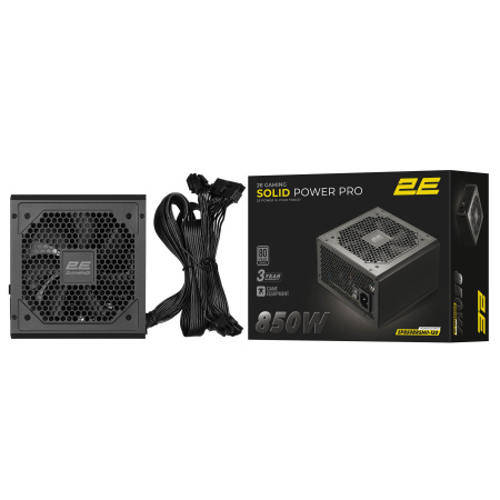 Блок живлення 2E GAMING Solid Power Pro ATX3.1 GEN5.0  (850W), >85%, 80+ Bronze, 120мм, 1xMB 24pin(20+4), 2xCPU 8pin(4+4), 3xMolex, 6xSATA, 4xPCIe 8pin(6+2), 1xPCIe GEN5 16pin, Semi Modular - фото 3